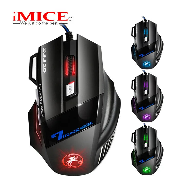 IMICE X7 Optical Gaming Mouse, Wired RGB Gaming Mouse with Adjustable DPI, Ergonomic Anti-Slip USB Gaming Mouse for PC, Laptop & Desktop