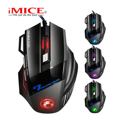 IMICE X7 Optical Gaming Mouse, Wired RGB Gaming Mouse with Adjustable DPI, Ergonomic Anti-Slip USB Gaming Mouse for PC, Laptop & Desktop