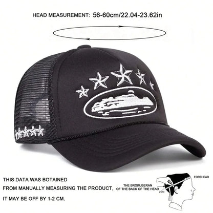 New Unisex Pentagram Baseball Hats Hip Hop Adjustable Breathable Personal Sunshade Mesh Versatile Street Fashion Trucker Caps