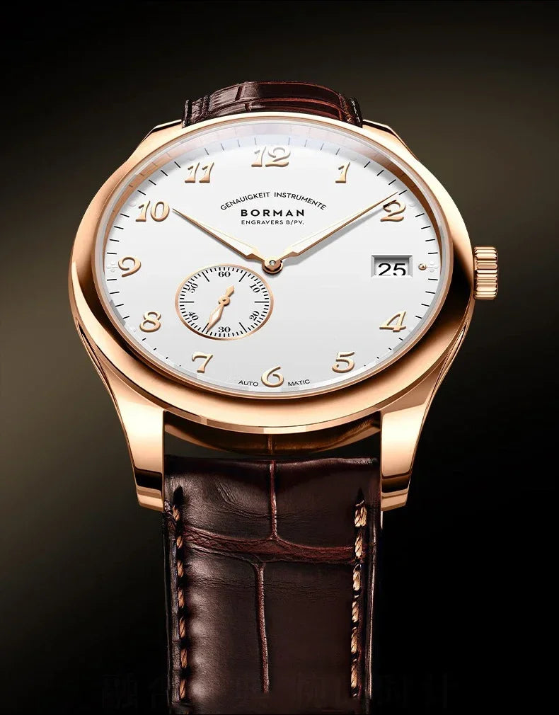BORMAN Men Luxury Watch 41MM Automatic Watches Mechanical Wristwatch Ulththin Waterproof Sapphire Small Rotor Butterfly Clasp