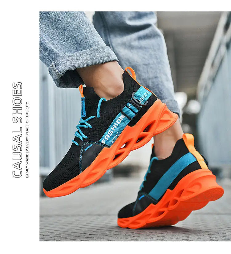 Modische lila Freizeit-Sneaker für Damen und Herren, Blade-Laufschuhe, große Größe 48, leichte, atmungsaktive Sportschuhe für Herren, Mesh-Sneaker