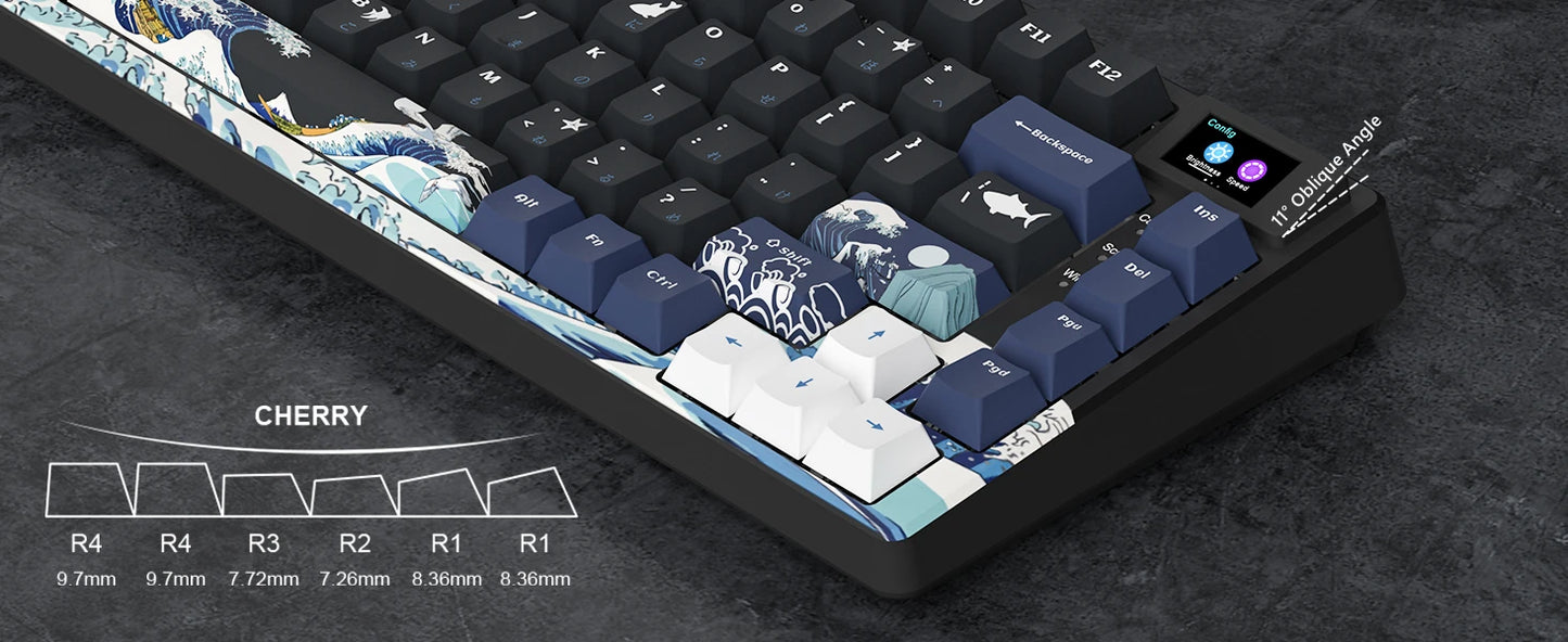 Womier Wired Mechanical Gaming Keyboard with OLED Display, Hot-Swappable RGB Keyboard, PBT Pudding Keycaps, 81-Key USB-C Mechanical Keyboard for PC & Laptop