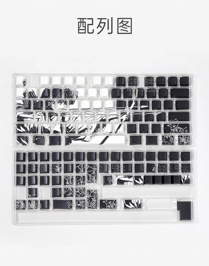 Anime Platycodon Cherry Key Cap Set PBT 130 Key Side Engraved Light Transmission for 60/84/98/108 Mechanical Keyboard ISO