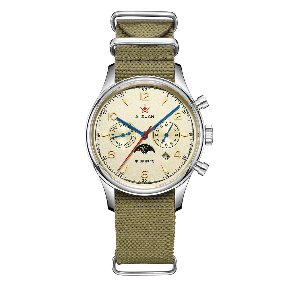 SEAKOSS Automatic Mechanical Wristwatch 1963 with Seagull ST1654 Movement 24H-Hour Display Air Force Pilot Calendar Mens Watches