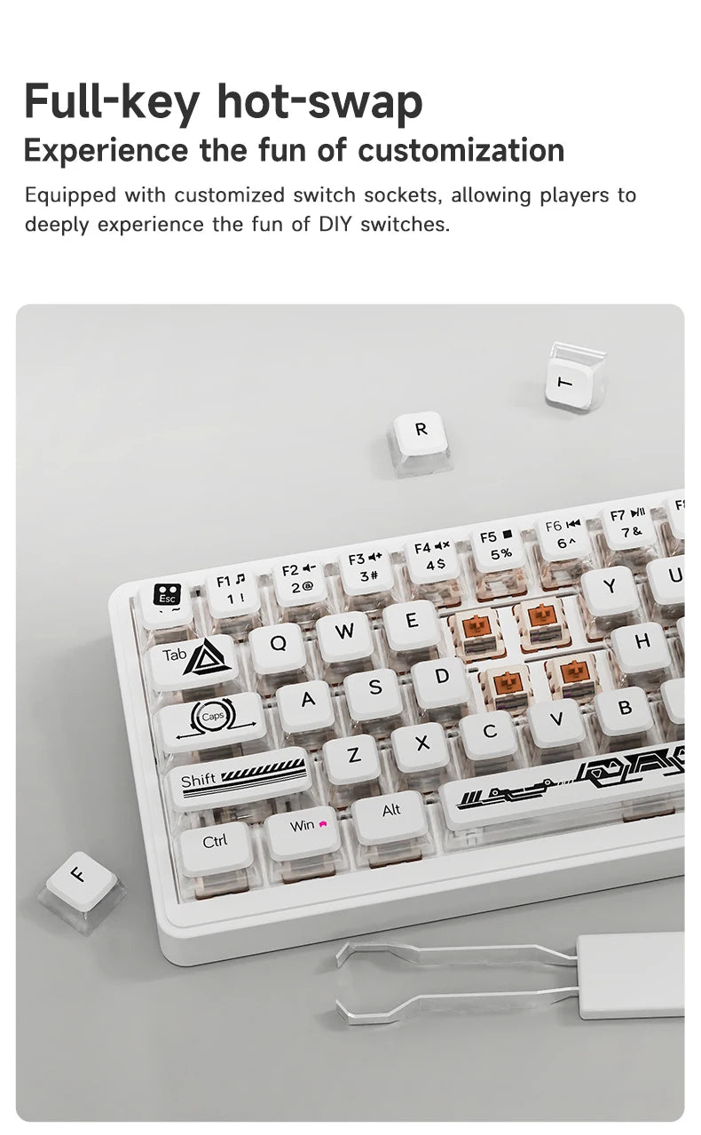 AJAZZ AK690 Clavier mécanique à 65 %, toutes les touches remplaçables à chaud, filaire USB Plug-and-Play, rétroéclairage mixte, 68 touches, clavier gaming pour ordinateur portable et PC