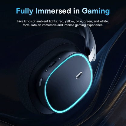 Baseus GH02 Gaming Wireless Headphones Bluetooth 5.3 Over-Ear Headset with Mic, 40mm Driver RGB Gaming Headphones, 2.4G Wireless Low Latency Headset