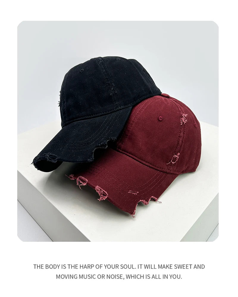 Cappellini da baseball unisex con visiera a tacca, in tessuto a tinta unita, traspiranti, stile "broken", con visiera per proteggersi dal sole, casual, versatili, effetto consumato, alla moda