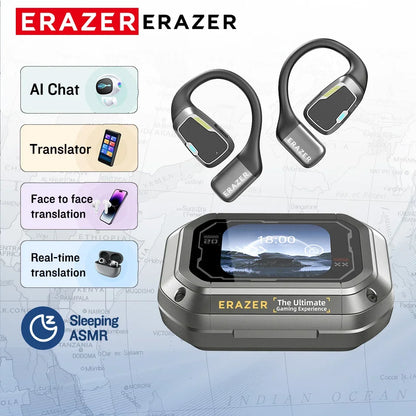 AI Earphone Translator Erazer XP6 Bluetooth 5.4 Wireless Earbuds – Real-Time 144 Languages Translation, Sleep ASMR Earphones, Deep Bass AI Headphones for Travel & Office