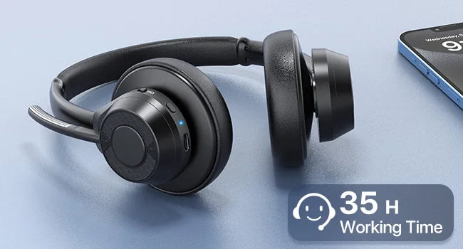 Bluetooth Headset V5.4 Wireless Headphones with Mic, Noise Cancelling Bluetooth Headset for Work, Office Calls, Zoom Meetings, Laptop & Mobile