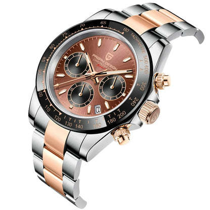 Męski zegarek chronograf PAGANI DESIGN – Luksusowy zegarek na rękę z mechanizmem kwarcowym, podświetlany i wodoodporny.