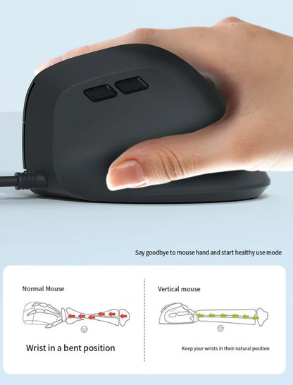 Wired Right Hand Vertical RGB Ergonomic Gaming Mouse, USB Optical Ergonomic Mouse with 3200 DPI, Vertical Wired Mouse for PC, Laptop & Computer