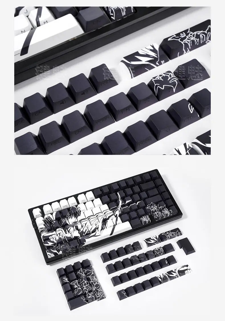 Anime Platycodon Cherry Key Cap Set PBT 130 Key Side Engraved Light Transmission for 60/84/98/108 Mechanical Keyboard ISO