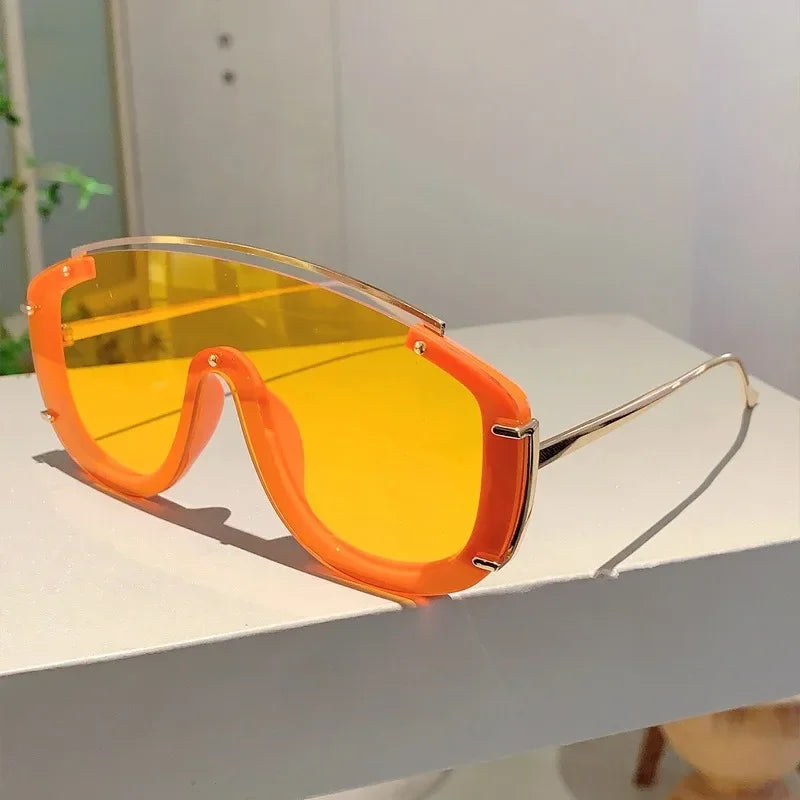 Fashion Leopard Women Sunglasses Stylish Gradient Outdoor Sports Shades Luxury Metal Design Oversize Men Sun Glasses