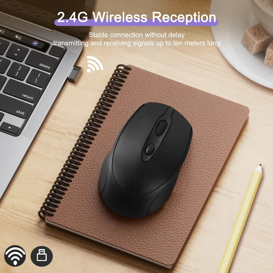 MissionFit Bluetooth Wireless Mouse Rechargeable 2.4G Silent Wireless Mouse for PC, Laptop, MacBook & Tablet with Adjustable DPI