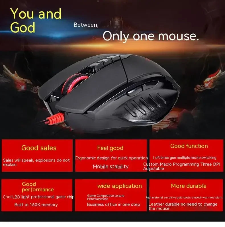 Bloody V7M trådbunden mus RGB lätt ergonomisk design 4000dpi PC kontor e-sport gaming makroprogrammerbar mus för CF LOL CS