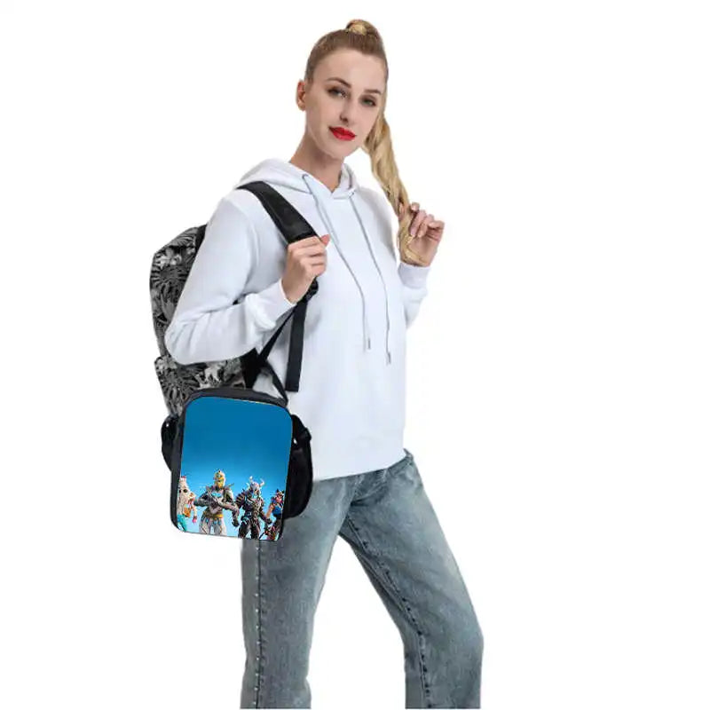 Sacos de Almoço para Crianças, Sacos de Piquenique Escolares Cartoon Fort-nite para Meninas e Meninos, Sacos de Almoço Térmicos para Crianças, Portáteis e Leves