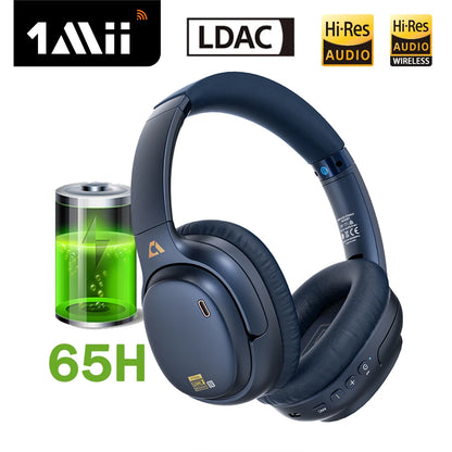 1Mii E700 Wireless Bluetooth Headphones with LDAC Hi-Res Audio, Active Noise Cancelling Bluetooth Headphones, HiFi Stereo Wireless Gaming Headset, 65-Hour Battery Life