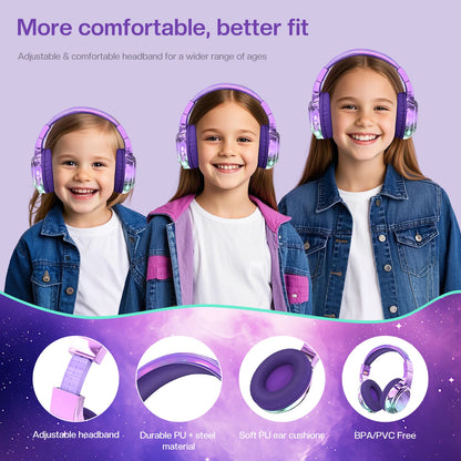 Gradient Kids Bluetooth Headphones Over Ear Girls Wireless Headphones With Mic Foldable Lightweight Headset Forfor School Travel