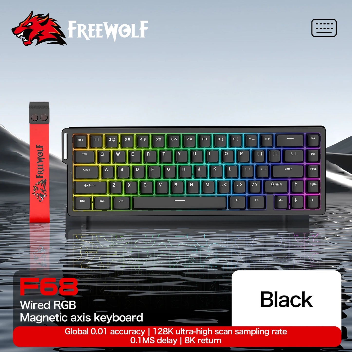 Magnetische Switch-Tastatur ATTACK SHARK X68HE kabelgebunden und FREEWOLF F68 kabelgebunden F68Pro kabellos für Pro-Gaming 8K Hz 0.01mm Rapid Trigger