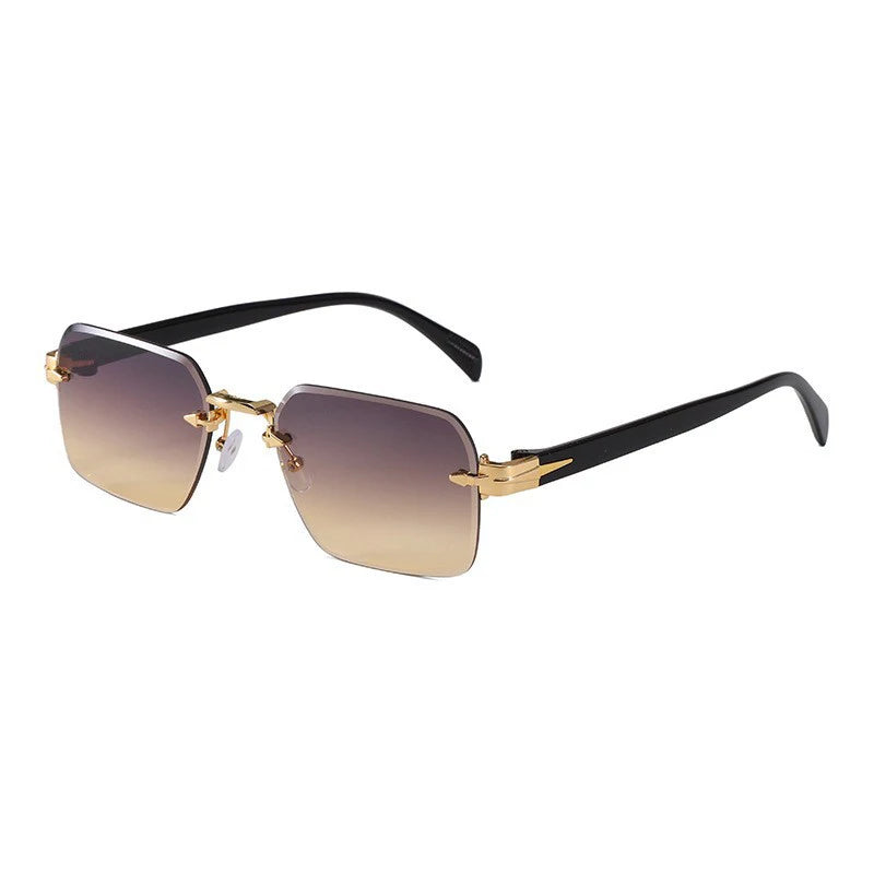 Luxury Rimless Sunglasses, Metal Hinge Exquisite Craftsmanship, Gradient Lenses Sun Protection Sunglasses 823