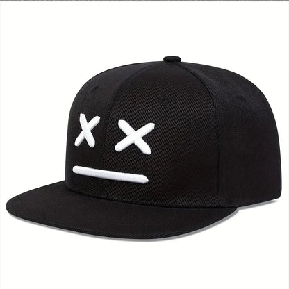 Cappellini unisex XX con ricamo a faccina sorridente, stile hip-hop, primavera-autunno, casual, regolabili, con chiusura a scatto, cappellini da baseball, cappellini parasole, cappellini sportivi