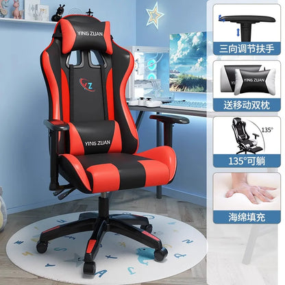 Ergonomic Gaming Chair Comfortable Reclining Computer Chair with Adjustable Height, Footrest, Armrests, Racing Style Office Chair for Home & Office