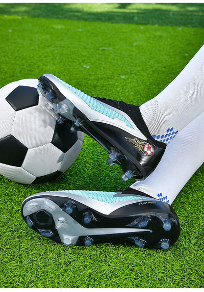 Męskie buty piłkarskie, sportowe buty do piłki nożnej, buty z kolcami do użytku na świeżym powietrzu, dla dorosłych, antypoślizgowe, dla chłopców, z długimi kolcami, treningowe, oddychające, meczowe, wygodne