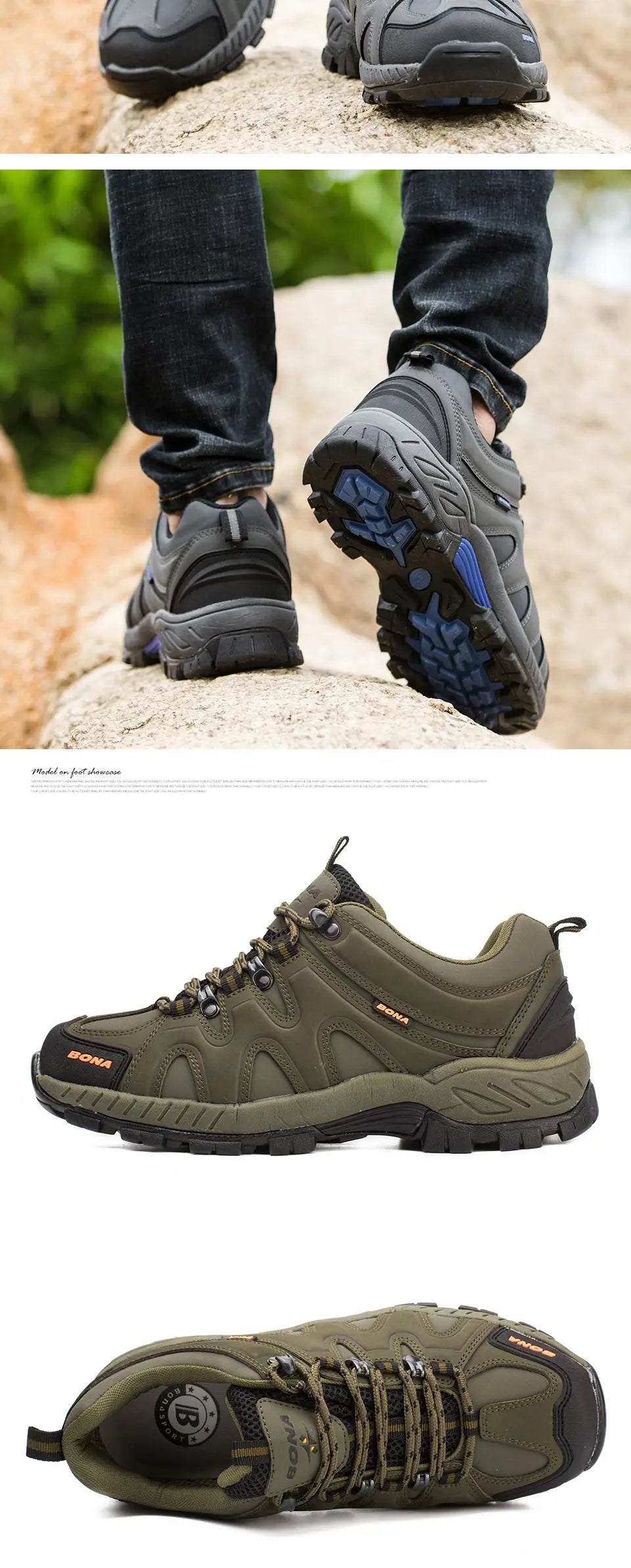 BONA novi klasični stil muške planinarske cipele na vezanje, muške sportske cipele za outdoor trčanje, trekking tenisice