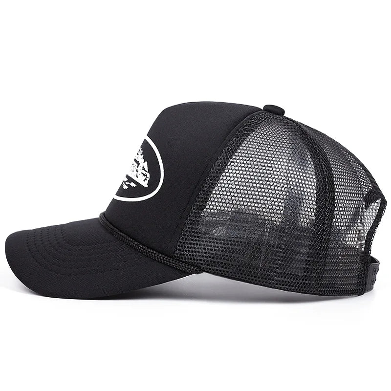 Cappellini da baseball con ricamo di lettere, nuovi, unisex, hip hop, traspiranti, con visiera parasole personalizzata in rete, versatili, alla moda, in stile streetwear, cappellini da camionista