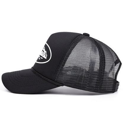 Cappellini da baseball con ricamo di lettere, nuovi, unisex, hip hop, traspiranti, con visiera parasole personalizzata in rete, versatili, alla moda, in stile streetwear, cappellini da camionista