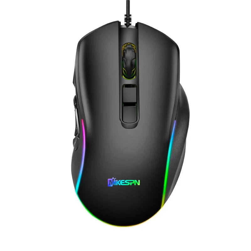 Wired Gaming Office Mouse 7200 DPI RGB Backlit Mouse with 10 Programmable Buttons, 6 Adjustable DPI Levels, Ergonomic Wired Gaming Mouse for PC & Laptop