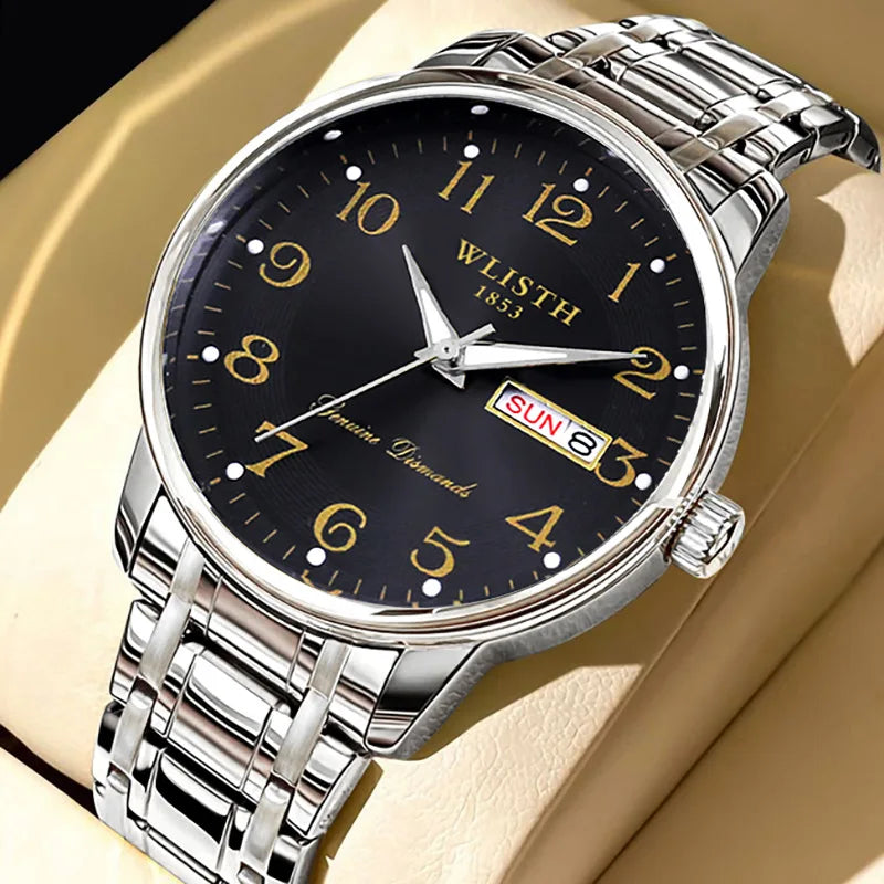 Luxury ladies’ watch, quartz watch, digital wristwatch, water-resistant, with calendar and backlight; fashionable and professional style, also suitable for men.