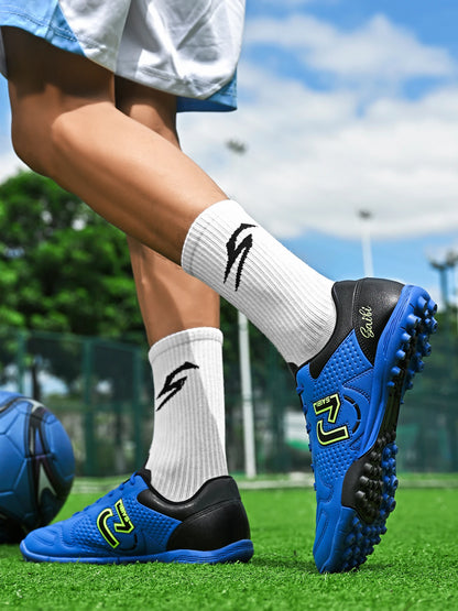Low-top, studded soccer shoes, unisex, TF and FG, slip-resistant and wear-resistant, available in 4 colors to choose from.