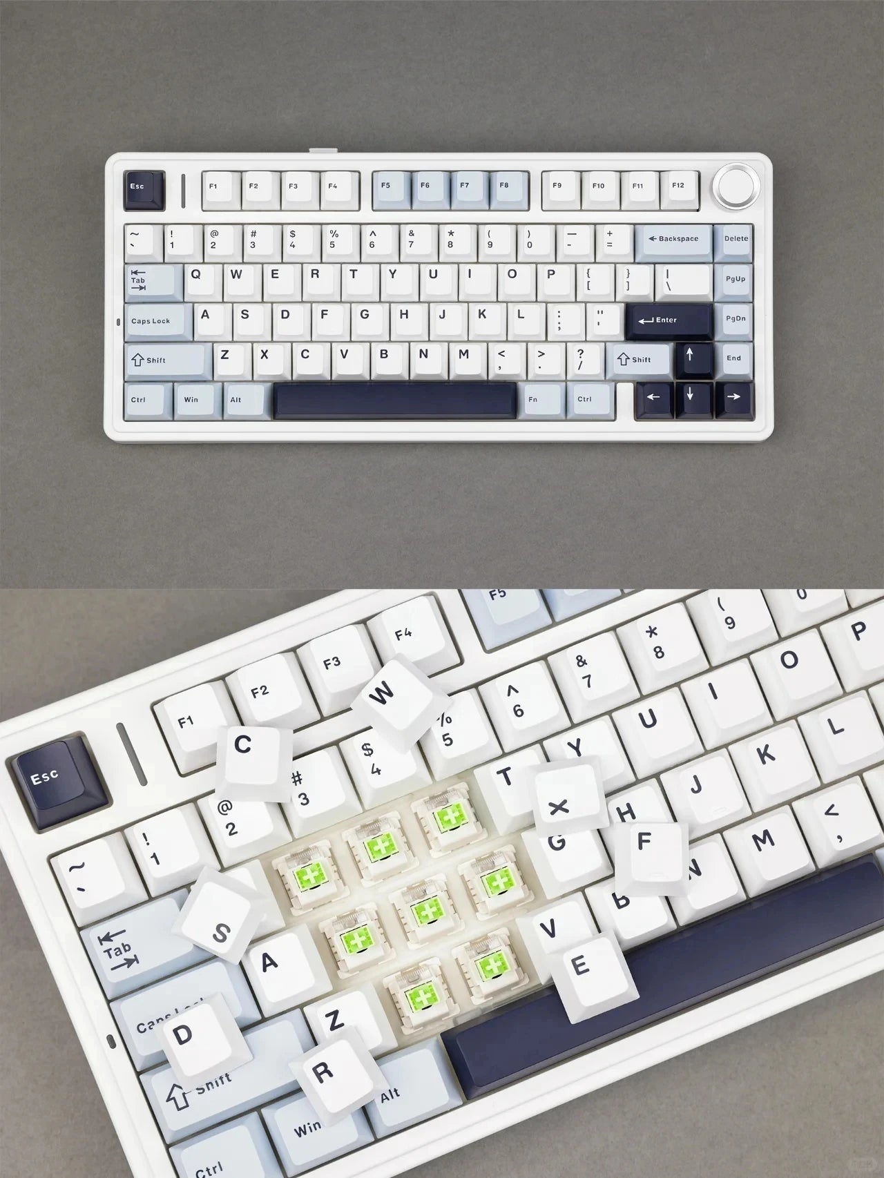 AULA F75 Game Mechanical Keyboard RGB Light 2.4G /BT5.0/Wired Tri-Mode Gasket Structure 75% Customized Gradient Grey Keyboard