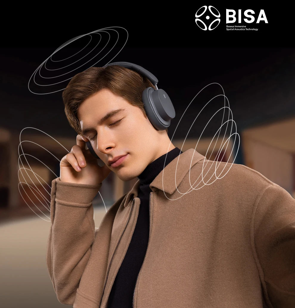 Auriculares inalámbricos Bluetooth 5.3 circumaurales Baseus – Diafragma HiFi de 40mm, auriculares plegables con 70H de reproducción y audio espacial