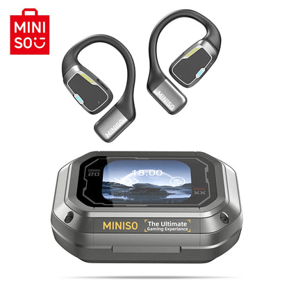 AI MINISO M98 Wireless Headphones OWS Bluetooth Earphones with AI Translator, Gaming Headset, Open Ear Sports Earbuds, LCD Touch Screen IPX5 Waterproof