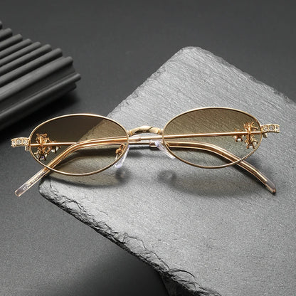 High-End Elegant Diamond-Embellished UV-Protective Sunglasses, Exquisite Stylish Diamond-Inlaid Oval Sunglasses