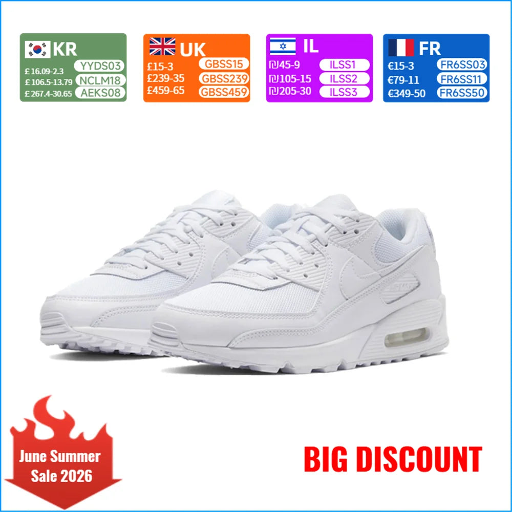 Chaussures de course Nike Air Max 90 pour homme : amorti Air Max, style rétro classique, légères et confortables pour l'entraînement quotidien CN8490-100