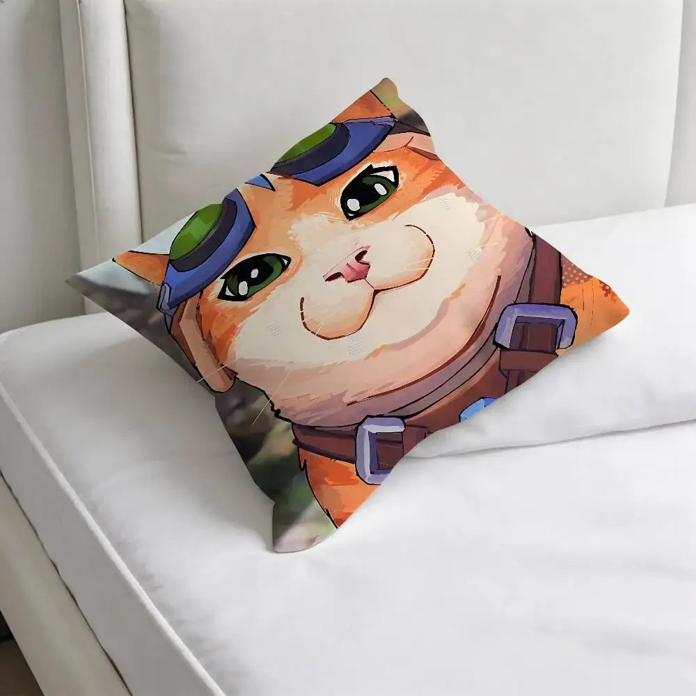 Capa de Almofada Quadrada Jetpack Cat O-Overwatch Gaming, Macia e Decorativa, para Sofá e Cama em Casa