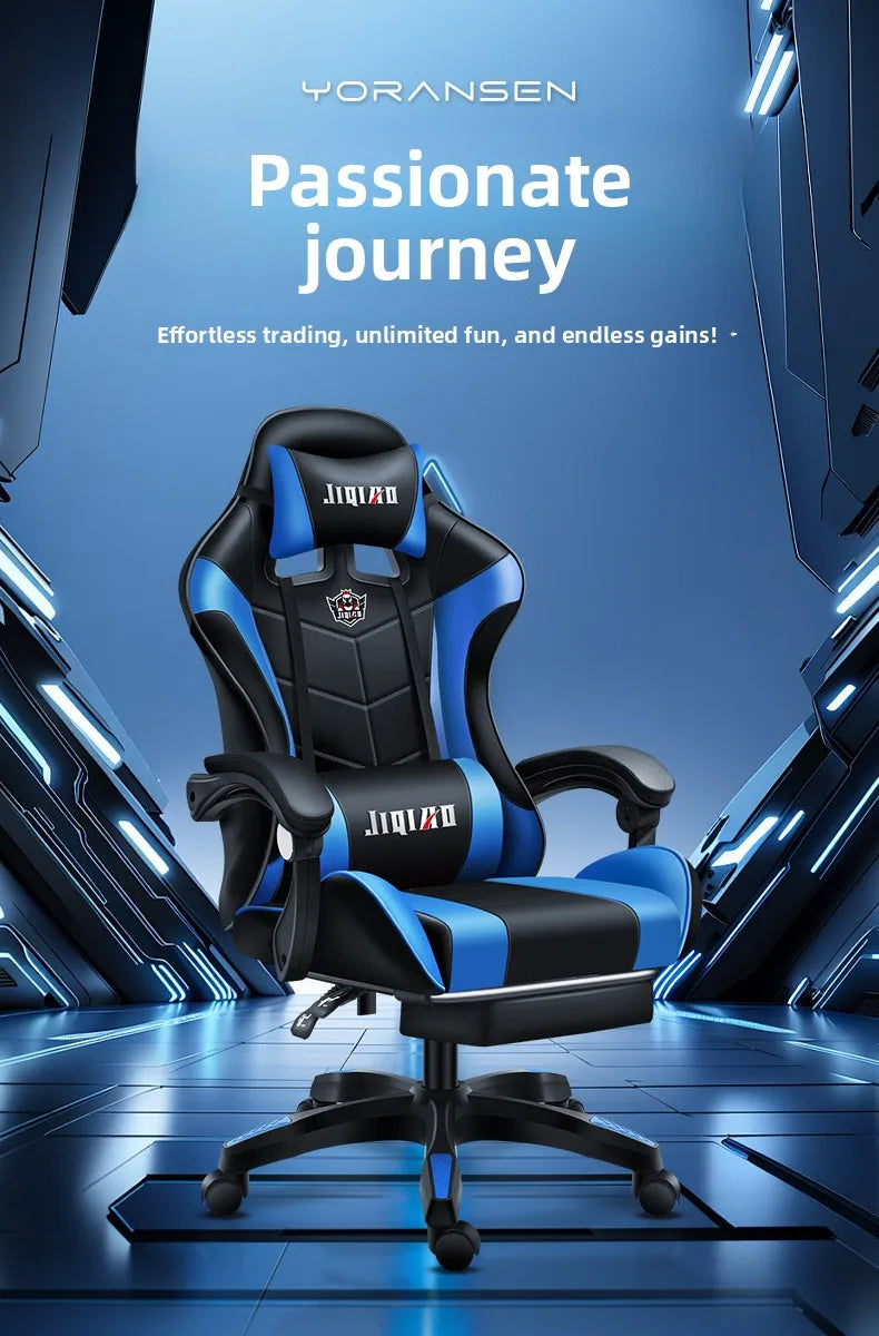 Kényelmes gamer szék, ergonomikus ülőmunka-barát játékszék, dönthető masszázsfunkcióval és forgatható kialakítással