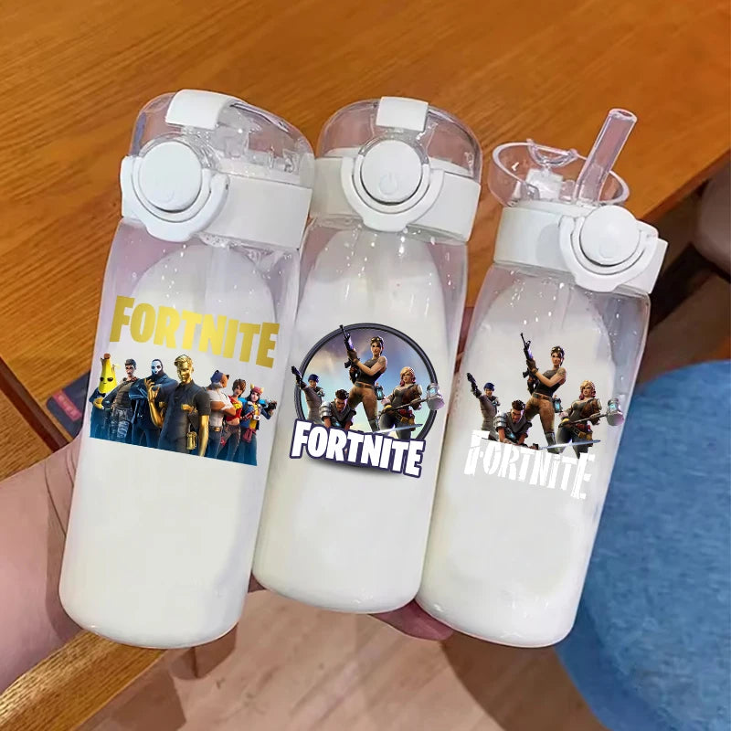 Copo Fortnite de 400ML e 18CM com Palhinha para Adultos, Rapazes e Raparigas, Copo de Água Giro com Desenhos Animados para Estudantes, Garrafa de Água Portátil Resistente a Quedas, Ideal para Oferta