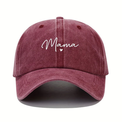 Mom loves patterned printed baseball caps, retro and fashionable women's casual washed dad hats, outdoor soft top sports hats