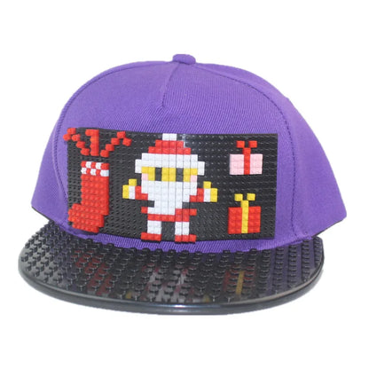 Tegneserie-patchwork-baseballkasketter, DIY-blokke, snapback-kasketter, hiphop-kasketter til mænd og kvinder, aftagelige pixel-kasketter, dad hats, kasketter til børn og voksne