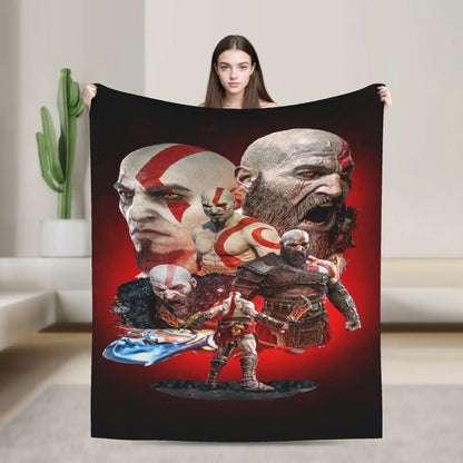 God of War Game Gamers Kratos Blanket  Decorative Flannel Bedding Throws For Couch Chair Sofa Bed Soft Bedspread Gift Idea