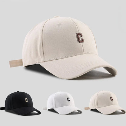 Hard-top C-bogstav baseballkasket til mænd og kvinder – koreansk version af den populære kasket med bred skygge, til store hoveder, med buet skygge