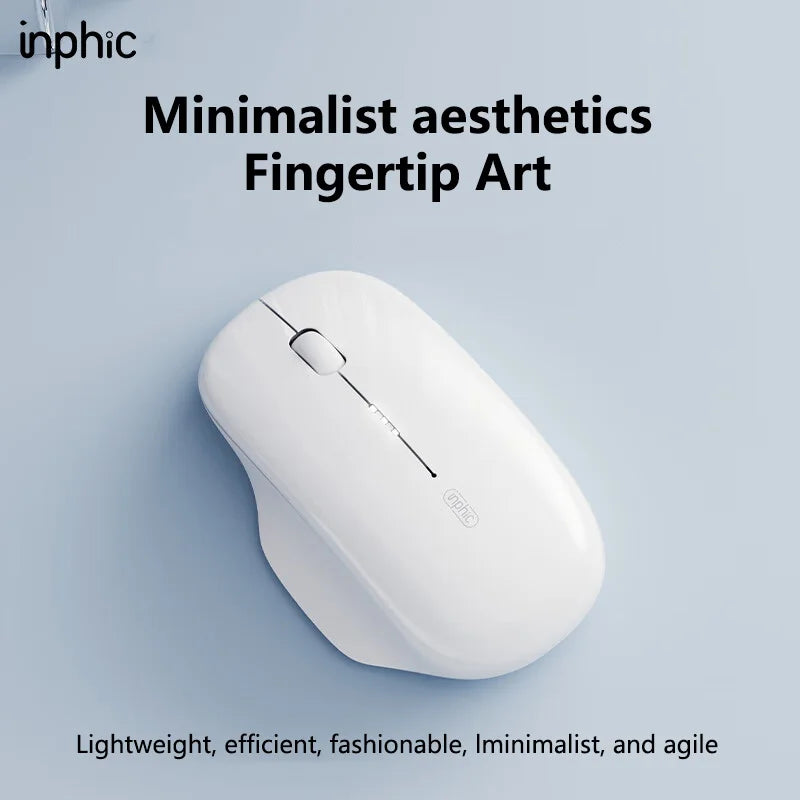 Inphic M1 2.4G Wireless Mouse Type-C Rechargeable Silent Ergonomic Mouse with Battery Level Display, Adjustable DPI Wireless Office Mouse for Laptop & PC