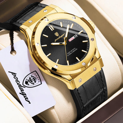 Montre pour homme POEDAGAR – Modèle original, style professionnel, étanche, bracelet en silicone, affichage de la date et du jour, mouvement à quartz, montre de luxe tendance.
