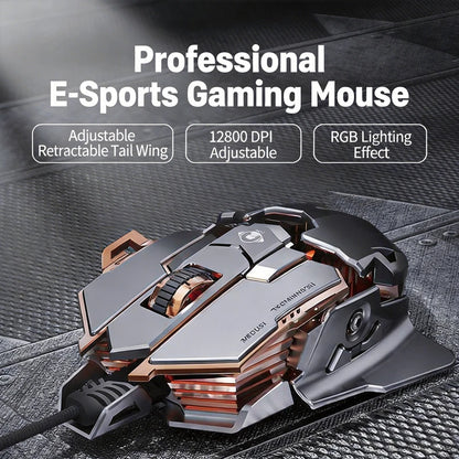 G5 mehanska žična e-športna miška RGB z 9 gumbi, programiranjem makrov, tiha gaming miška 12800 DPI za namizni računalnik in prenosnik