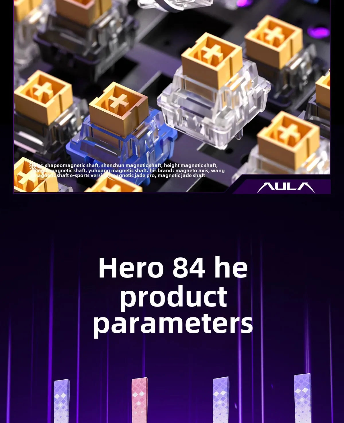 AULA HERO 84 HE Wired Mechanical Keyboard Music Rhythm RGB Gaming Keyboard 8K Return Magnetic Switch High Performance Keyboard