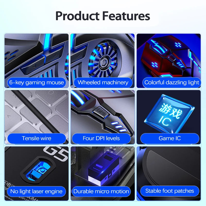 UTHAI G5 Wired Gaming Mouse 3200 DPI RGB LED Gaming Mouse with 6 Programmable Buttons, USB Ergonomic Gaming Mouse for PC, Laptop & Esports
